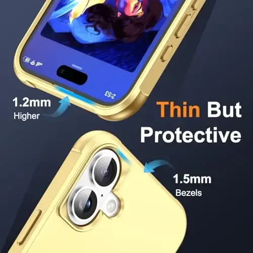 SKYLMW iPhone 16 Plus uchun g'ilof, ko'rinmas magnit O-Ring stend bilan, harbiy darajadagi g'ilof iPhone 16 Plus 6.7