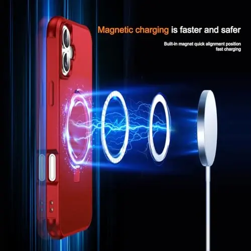 SKYLMW iPhone 16 Plus uchun g'ilof, ko'rinmas magnit O-Ring stendli, harbiy standartdagi g'ilof iPhone 16 Plus 6.7