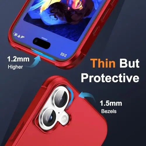 SKYLMW iPhone 16 Plus uchun g'ilof, ko'rinmas magnit O-Ring stendli, harbiy standartdagi g'ilof iPhone 16 Plus 6.7