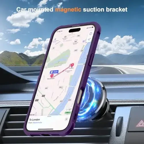 SKYLMW iPhone 16 Plus uchun g'ilof, ko'rinmas magnit O-Ring stendli, harbiy standartdagi yarim shaffof g'ilof iPhone 16 Plus 6.7