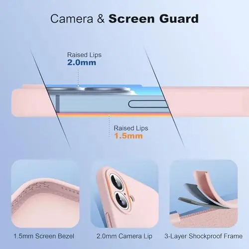 SKYLMW iPhone 16 Plus uchun magnitli ko'rinmas stendli g'ilof, Mag-Safe bilan mos, harbiy tomchiga chidamli zarbga chidamli silikon telefon g'iloflari ayollar va erkaklar uchun 6,7'', pushti - 4
