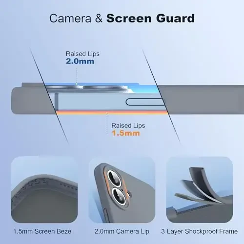 SKYLMW iPhone 16 Plus uchun mo'ljallangan g'ilof, magnitli ko'rinmas stend bilan, Mag-Safe bilan mos, harbiy standartlarga javob beradigan zarbga chidamli silikon telefon g'iloflari ayollar va erkaklar uchun 6,7 dyuym, kulrang - 4