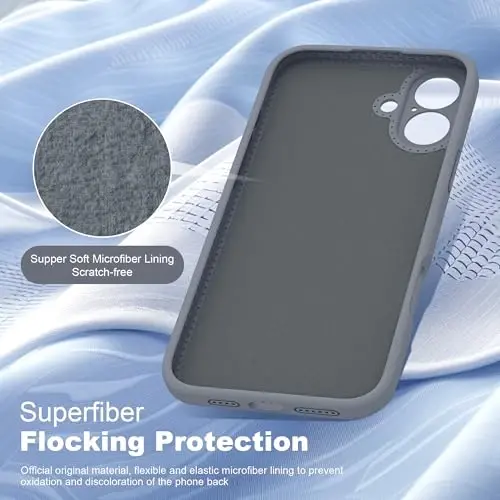 SKYLMW iPhone 16 Plus uchun mo'ljallangan g'ilof, magnitli ko'rinmas stend bilan, Mag-Safe bilan mos, harbiy standartlarga javob beradigan zarbga chidamli silikon telefon g'iloflari ayollar va erkaklar uchun 6,7 dyuym, kulrang - 5