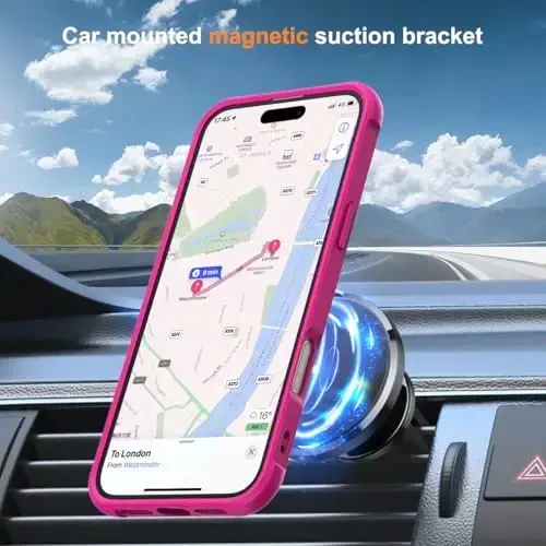 SKYLMW iPhone 16 Plus uchun mos keladigan, ko'rinmas magnit O-Ring stendiga ega harbiy darajadagi yarim shaffof g'ilof iPhone 16 Plus 6.7