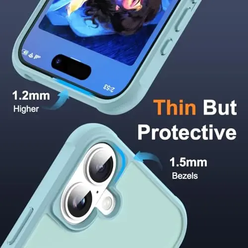 SKYLMW iPhone 16 Plus uchun mos keladigan ko'rinmas magnit O-Ring stendli harbiy darajadagi yarim shaffof g'ilof iPhone 16 Plus 6.7