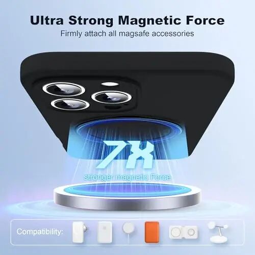 SKYLMW Compatible with iPhone 16 Pro Case with Magnetic Invisible Stand Compatible with Mag-Safe Military Drop Tested Shockproof Silicone 16 Pro Phone Cases for Women Men 6.3'', Black - 3