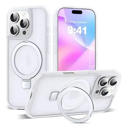 SKYLMW Compatible with iPhone 16 Pro Case with Invisible Magnetic O-Ring Stand Military-Grade Phone Case for iPhone 16 Pro 6.3