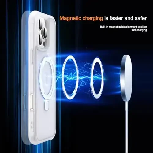 SKYLMW Compatible with iPhone 16 Pro Case with Invisible Magnetic O-Ring Stand Military-Grade Phone Case for iPhone 16 Pro 6.3