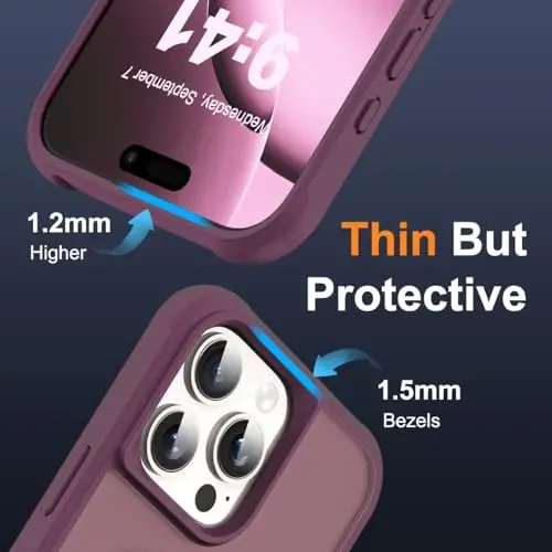 SKYLMW iPhone 16 Pro Max bilan mos keladigan, ko'rinmas magnit O-Ring stendli, harbiy darajadagi yarim shaffof g'ilof iPhone 16 ProMax 6.9