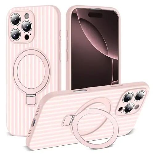 SKYLMW iPhone 16 Pro Max G‘ilofiga Mos, Magnit Ko‘rinmas Tayanchga Ega [Mag-Safe Bilan Mos][Yoqimli Estetik Chiziqli Naqsh] Ayollar va Erkaklar uchun Silikon 16 Pro Max Telefon G‘ilofi 6.9