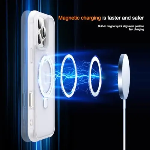 SKYLMW Compatible with iPhone 16 Pro Max Case with Invisible Magnetic O-Ring Stand Military-Grade Phone Case for iPhone 16 ProMax 6.9