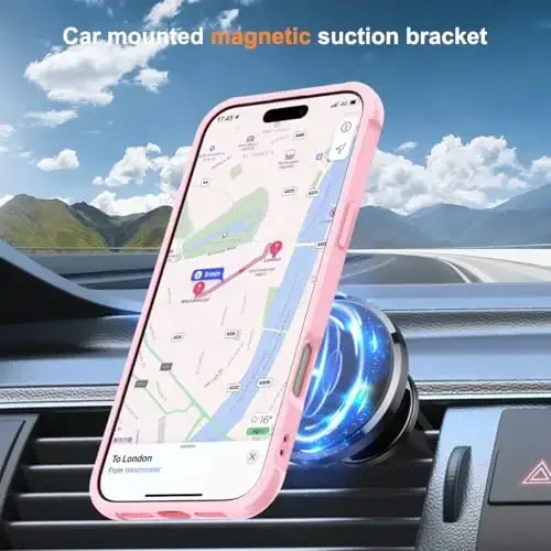 SKYLMW iPhone 16 Pro Max uchun g'ilof, ko'rinmas magnit O-Ring stend bilan, harbiy darajadagi yarim shaffof g'ilof iPhone 16 ProMax 6.9