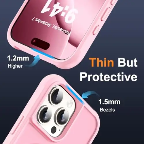 SKYLMW iPhone 16 Pro Max uchun g'ilof, ko'rinmas magnit O-Ring stend bilan, harbiy darajadagi yarim shaffof g'ilof iPhone 16 ProMax 6.9