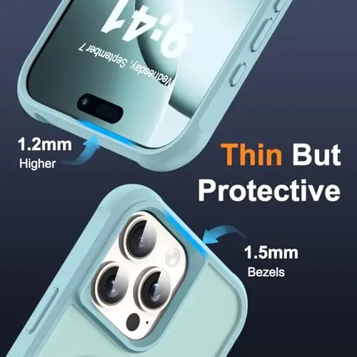 SKYLMW iPhone 16 Pro Max uchun g'ilof, ko'rinmas magnit O-Ring stend bilan, harbiy standartdagi yarim shaffof g'ilof iPhone 16 ProMax 6.9