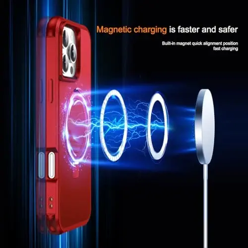 SKYLMW iPhone 16 Pro Max uchun g'ilof, ko'rinmas magnit O-Ring stendli harbiy darajadagi g'ilof iPhone 16 ProMax 6.9