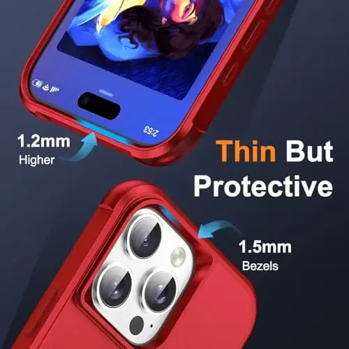 SKYLMW iPhone 16 Pro Max uchun g'ilof, ko'rinmas magnit O-Ring stendli harbiy darajadagi g'ilof iPhone 16 ProMax 6.9
