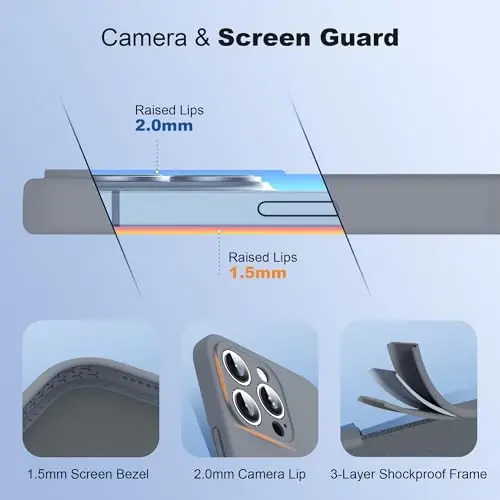 SKYLMW iPhone 16 Pro Max uchun magnitli ko'rinmas stendga ega, Mag-Safe bilan mos keluvchi, harbiy darajada tushishga chidamli, zarbaga bardoshli silikon telefon qutilari ayollar va erkaklar uchun 6.9'', kulrang - 4