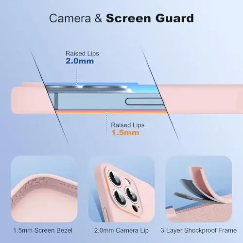 SKYLMW iPhone 16 Pro Max uchun mo'ljallangan g'ilof, magnitli ko'rinmas stendli, Mag-Safe bilan mos, harbiy darajadagi zarbalarga chidamli silikon korpus, ayollar va erkaklar uchun 6.9'', Pushti 251105 - 4