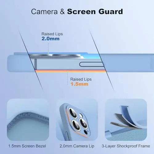 SKYLMW iPhone 16 Pro Max uchun mo'ljallangan magnitli ko'rinmas stendli g'ilof, Mag-Safe bilan mos, harbiy standartlarga javob beradi, zarbga chidamli silikon telefon g'iloflari ayollar va erkaklar uchun 6.9'', ko'k - 4