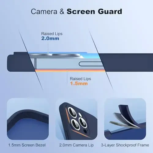 SKYLMW iPhone 16 Pro Max uchun mo'ljallangan magnitli ko'rinmas stendli g'ilof Mag-Safe bilan mos keladi Harbiy standartda tushishga chidamli zarbga bardoshli silikon telefon g'iloflari ayollar va erkaklar uchun 6.9'', to'q ko'k - 4