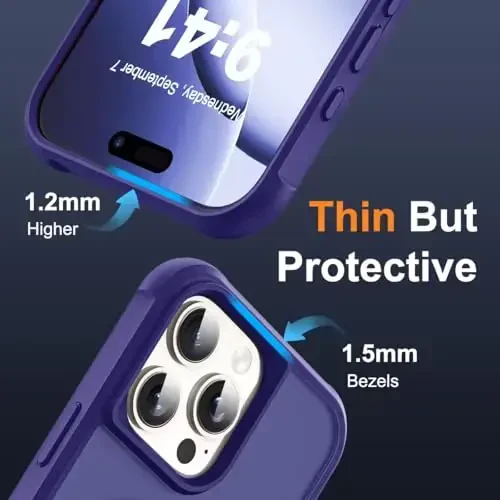 SKYLMW iPhone 16 Pro uchun g'ilof, ko'rinmas magnit O-Ring stendli, harbiy standartdagi yarim shaffof g'ilof iPhone 16 Pro 6.3