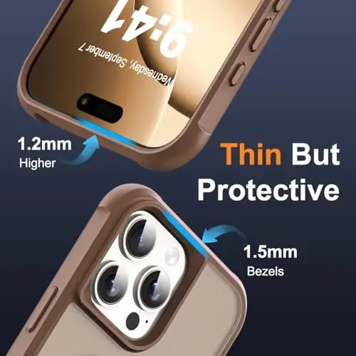 SKYLMW iPhone 16 Pro uchun g'ilof, ko'rinmas magnit O-Ring stendli, harbiy standartga mos yarim shaffof g'ilof, iPhone 16 Pro 6.3