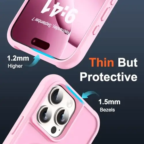SKYLMW iPhone 16 Pro uchun g'ilof, ko'rinmas magnit O-ringli stend, harbiy darajadagi yarim shaffof g'ilof iPhone 16 Pro 6.3