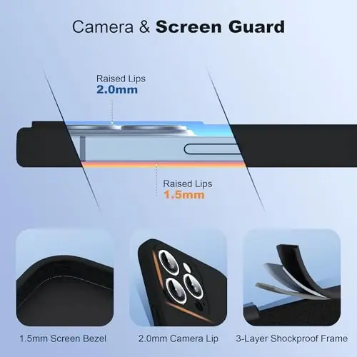 SKYLMW iPhone 16 Pro uchun mo'ljallangan g'ilof, magnitli ko'rinmas stendga ega, Mag-Safe bilan mos, harbiy standartlarda tushishga chidamli, zarbaga bardoshli silikon telefon g'iloflari ayollar va erkaklar uchun 6,3 dyuym, qora - 4