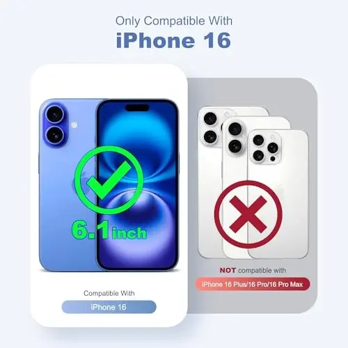 SKYLMW iPhone 16 uchun g‘ayrioddiy magnit O-Ring stendiga ega harbiy darajadagi yarim shaffof g‘ilof, iPhone 16 6.1