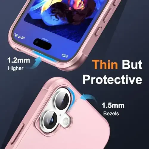 SKYLMW iPhone 16 uchun g'ilof, ko'rinmas magnit O-Ring stendli, harbiy standartdagi iPhone 16 6.1