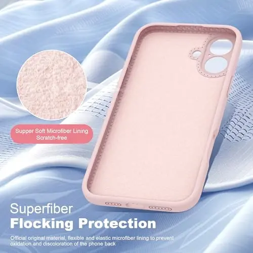 SKYLMW iPhone 16 uchun magnitli ko'rinmas tirgakli g'ilof, Mag-Safe bilan mos, harbiy sinovdan o'tgan zarbaga chidamli silikon telefon g'iloflari ayollar va erkaklar uchun 6.1'', pushti - 5