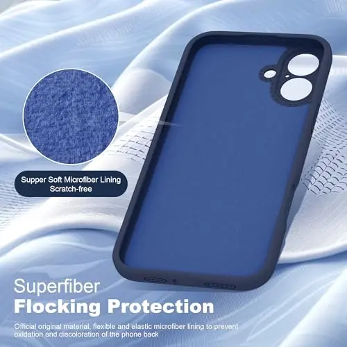 SKYLMW iPhone 16 uchun mo'ljallangan g'ilof, magnitli ko'rinmas stend bilan, Mag-Safe bilan mos, harbiy sinovdan o'tgan zarbaga chidamli silikon telefon g'iloflari ayollar va erkaklar uchun 6.1'', to'q ko'k - 5