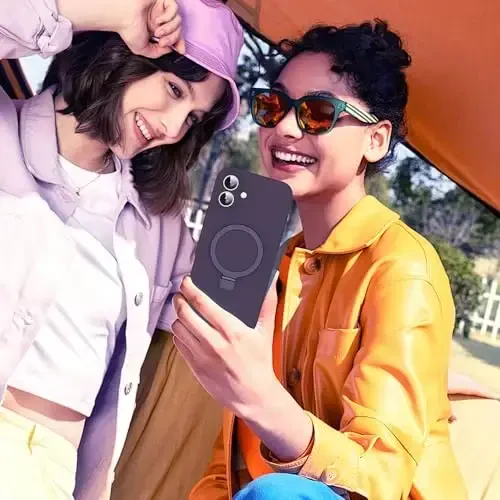 SKYLMW iPhone 16 uchun mo'ljallangan g'ilof, magnitli ko'rinmas stend bilan, Mag-Safe bilan mos, harbiy tomchiga bardoshli zarbaga chidamli silikon telefon g'iloflari ayollar va erkaklar uchun 6.1'', Binafsha - 6