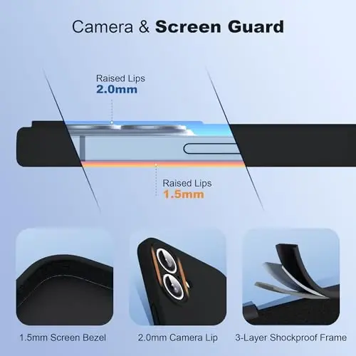 SKYLMW iPhone 16 uchun mo‘ljallangan, magnitli ko‘rinmas stendli, Mag-Safe bilan mos, harbiy darajadagi zarbga chidamli, silikon g‘ilof, ayollar va erkaklar uchun, 6.1 dyuym, Qora 251009 - 5