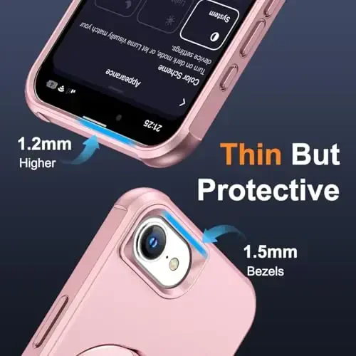 SKYLMW iPhone 16E bilan mos keladigan, ko'rinmas magnit O-Ring stendli, harbiy darajadagi iPhone 16E 6.1