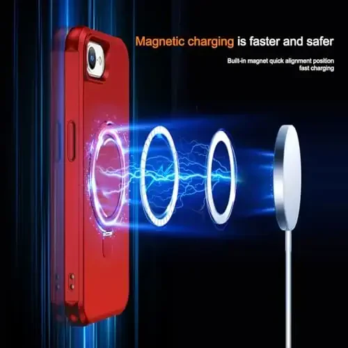 SKYLMW iPhone 16E bilan mos keluvchi, ko'rinmas magnit O-Ring stendli, harbiy darajadagi iPhone 16E 6.1