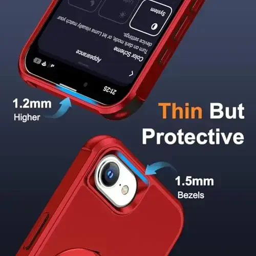 SKYLMW iPhone 16E bilan mos keluvchi, ko'rinmas magnit O-Ring stendli, harbiy darajadagi iPhone 16E 6.1