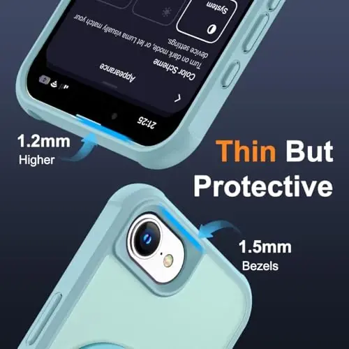 SKYLMW iPhone 16E bilan mos keluvchi, ko'rinmas magnit O-Ring stendli, harbiy darajadagi yarim shaffof g'ilof iPhone 16E 6.1