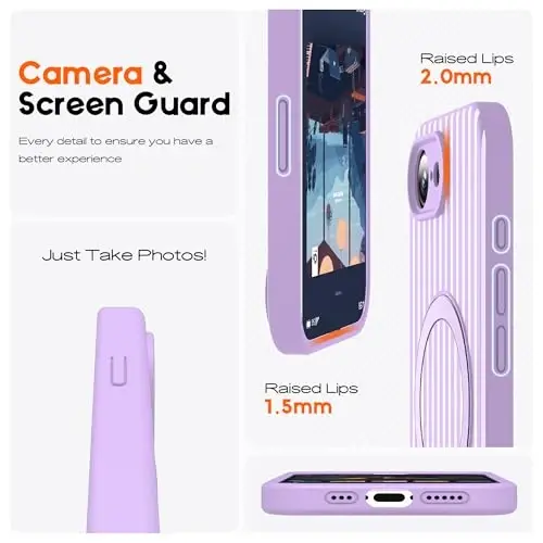 SKYLMW Compatible with iPhone 16E Case with Magnetic Invisible Stand [Compatible with Mag-Safe][Cute Aesthetic Striped Pattern] Silicone 16E Phone Case for Women Men 6.1