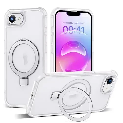 SKYLMW Compatible with iPhone 16E Case with Invisible Magnetic O-Ring Stand Military-Grade Phone Case for iPhone 16E 6.1