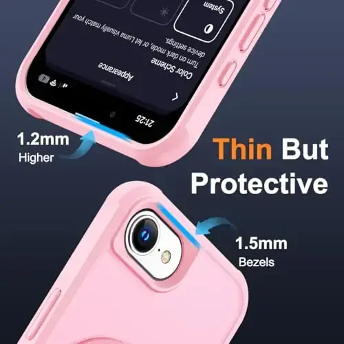 SKYLMW iPhone 16E uchun g'ilof, ko'rinmas magnit O-Ring stendli, harbiy darajadagi yarim shaffof g'ilof iPhone 16E 6.1