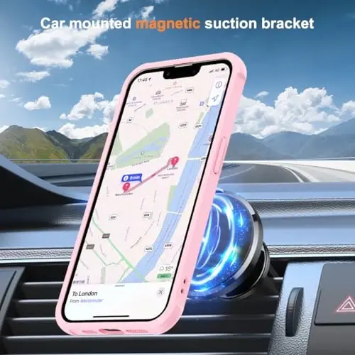 SKYLMW iPhone 16E uchun g'ilof, ko'rinmas magnit O-Ring stendli, harbiy darajadagi yarim shaffof g'ilof iPhone 16E 6.1