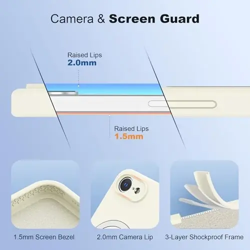 SKYLMW iPhone 16e uchun mo'ljallangan g'ilof, magnitli ko'rinmas stendga ega, Mag-Safe bilan mos, harbiy standartlarga muvofiq tushishga sinovdan o'tgan zarbaga chidamli silikon telefon g'iloflari ayollar va erkaklar uchun 6.1'', oq - 4