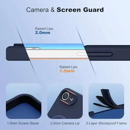 SKYLMW iPhone 16e uchun mo'ljallangan, magnitli ko'rinmas stendga ega g'ilof Mag-Safe bilan mos keladi, harbiy sinovdan o'tgan zarbaga chidamli silikon telefon g'iloflari ayollar va erkaklar uchun 6.1'', to'q ko'k - 4