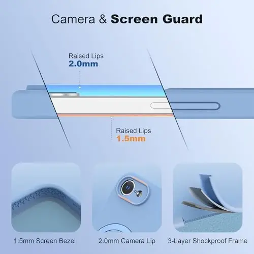 SKYLMW iPhone 16e uchun mo'ljallangan magnitli ko'rinmas stendli g'ilof Mag-Safe bilan mos keladi Harbiy tomchiga chidamli zarbga chidamli silikon telefon g'iloflari ayollar erkaklar uchun 6.1'', Moviy - 4