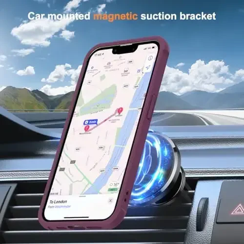 SKYLMW iPhone 16E uchun mos keladigan g'ilof, ko'rinmas magnit O-ring stendga ega harbiy standartdagi yarim shaffof g'ilof iPhone 16E 6.1