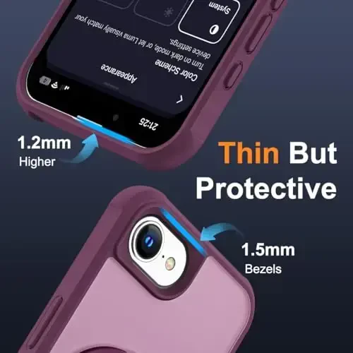 SKYLMW iPhone 16E uchun mos keladigan g'ilof, ko'rinmas magnit O-ring stendga ega harbiy standartdagi yarim shaffof g'ilof iPhone 16E 6.1