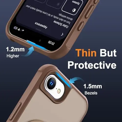 SKYLMW iPhone 16E uchun mos keladigan, ko'rinmas magnit O-Ring stendga ega, harbiy darajadagi yarim shaffof g'ilof iPhone 16E 6.1