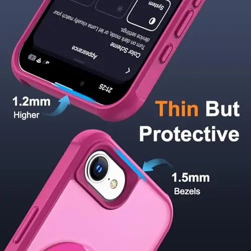 SKYLMW iPhone 16E uchun mos keladigan, ko'rinmas magnit O-Ring stendiga ega harbiy standartdagi yarim shaffof g'ilof iPhone 16E 6.1