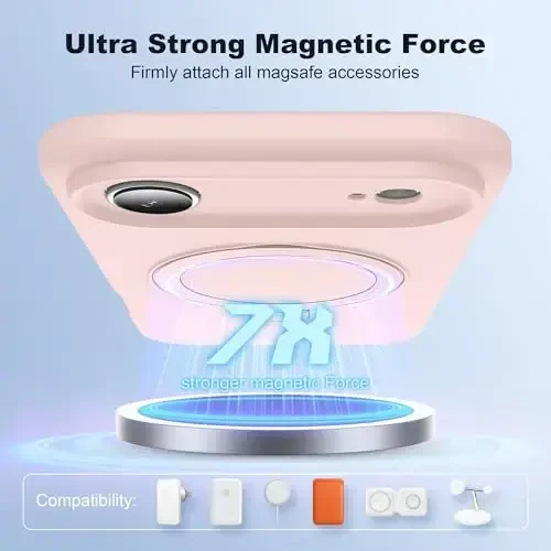 SKYLMW iPhone 17 Air bilan mos keladi, magnit ko'rinmas stend bilan Mag-Safe harbiy tomchisi bilan sinovdan o'tgan zarbaga chidamli silikon iPhone 17 Air ayollar va erkaklar uchun telefon g'iloflari 6.6